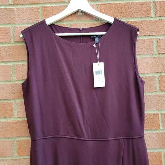 Eileen Fisher Casis Jumpsuit Lightweight Viscose Jersey Wine Burgundy Small - Picture 3 of 8